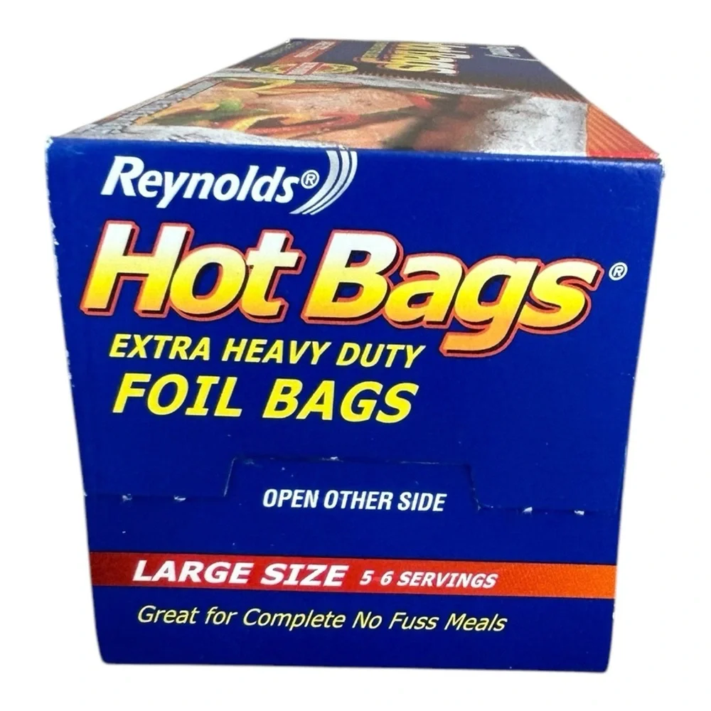 Reynolds Hot Bags Aluminum 3 Foil Bags Large Size Extra Heavy 5/6 Servings NOS